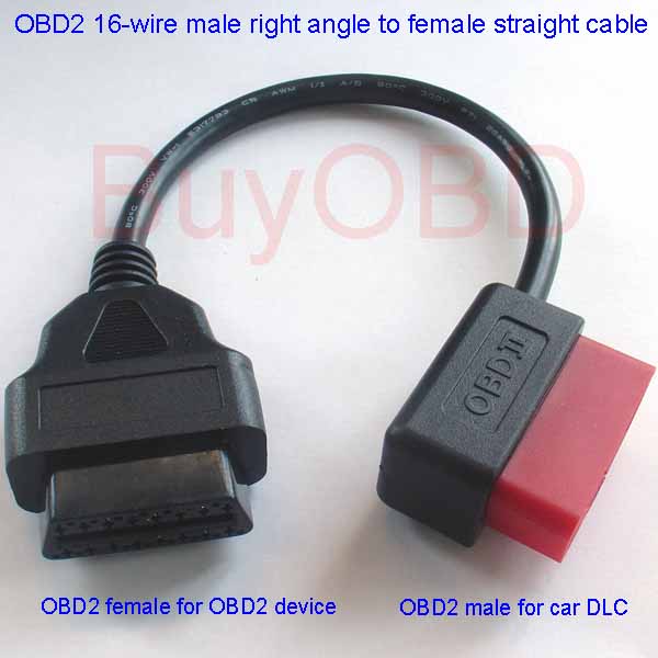 (image for) Cable OBD2 Male-Female Elbow 16wire